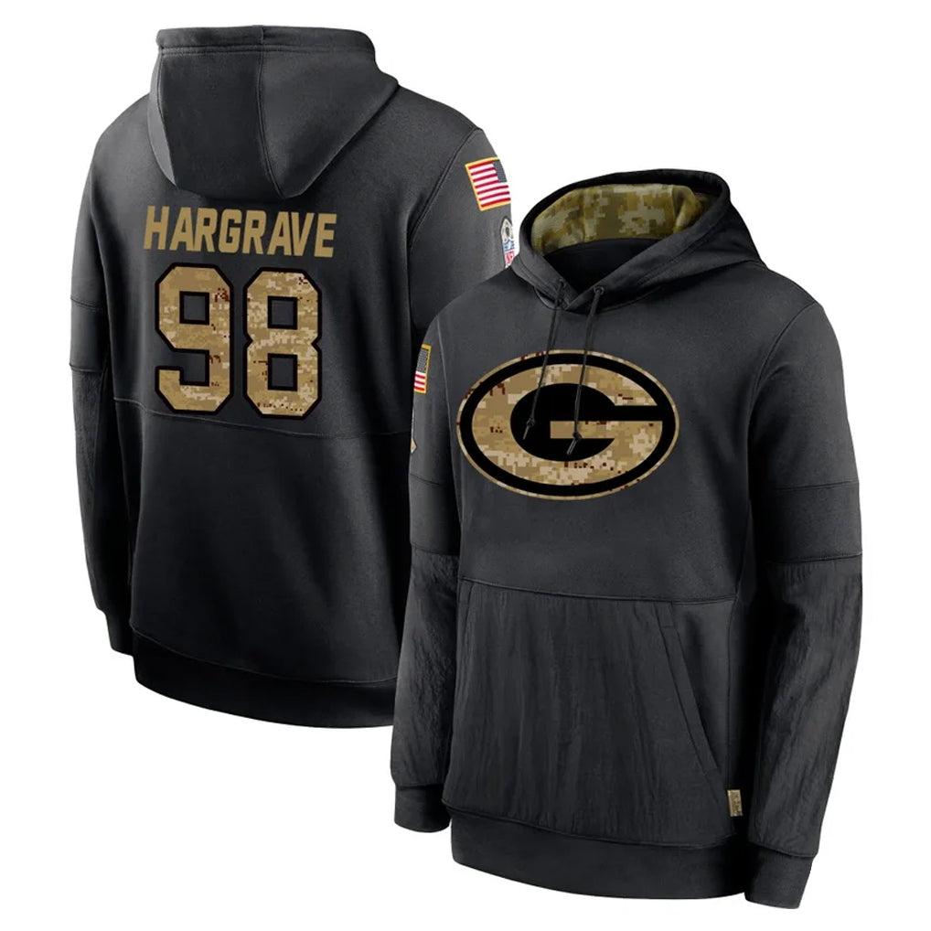 Tlead GB.Packers #98 Javon Hargrave Player Black Salute to Service Hoodies Limited Game Stitched Jerseys