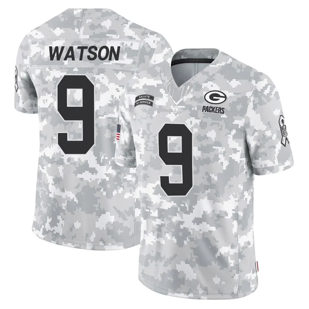 Tlead GB.Packers #9 Christian Watson Player Arctic Camo Salute To Service Limited Stitched Jerseys