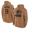 Tlead GB.Packers #9 Christian Watson Player Brown Salute to Service Hoodies Limited Game Stitched Jerseys