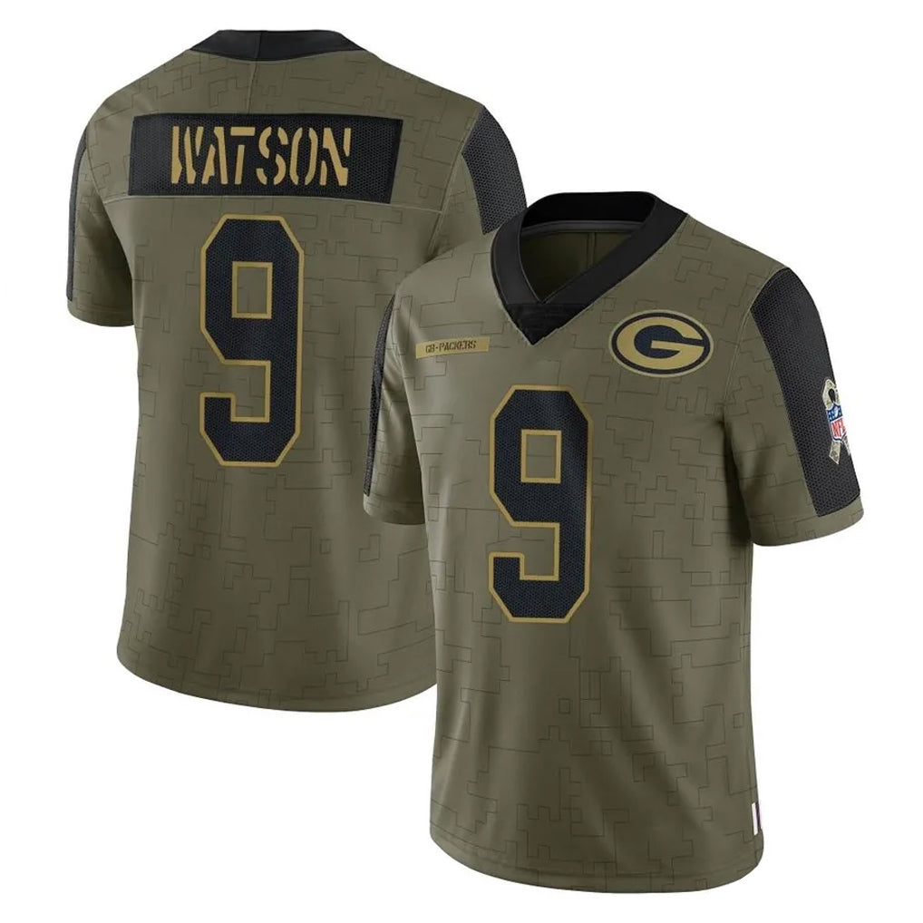 Tlead GB.Packers #9 Christian Watson Player Olive Salute To Service Limited Game Stitched Jerseys