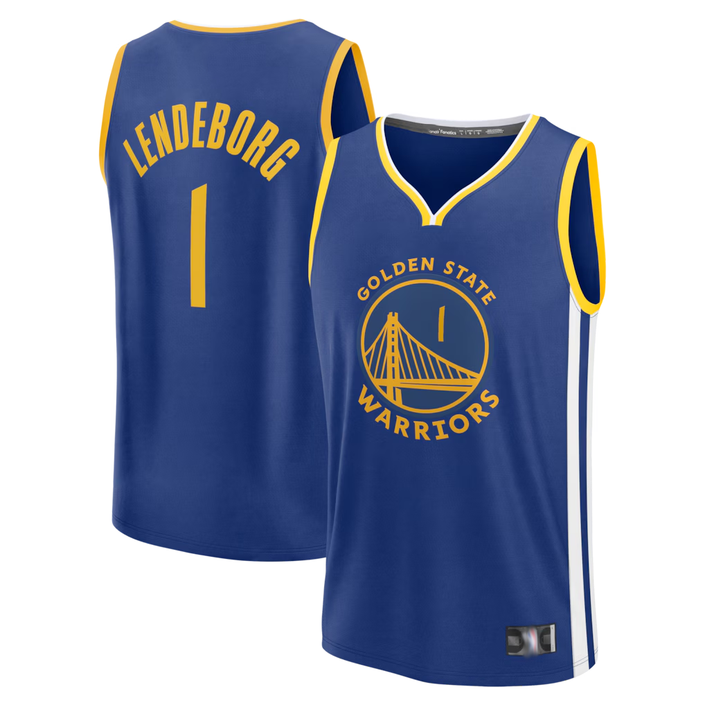 Tlead G.State Warriors #1 Yaxel Lendeborg Royal 2026  Draft First Round Pick Fast Break Jerseys - Icon Edition