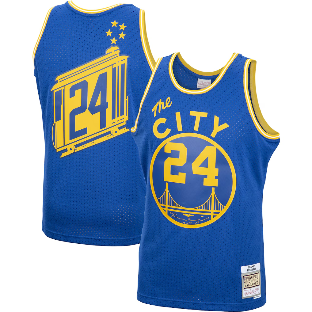 Tlead G.State Warriors #24 Rick Barry Mitchell & Ness Royal 1966-67 Hardwood Classics Swingman Jerseys