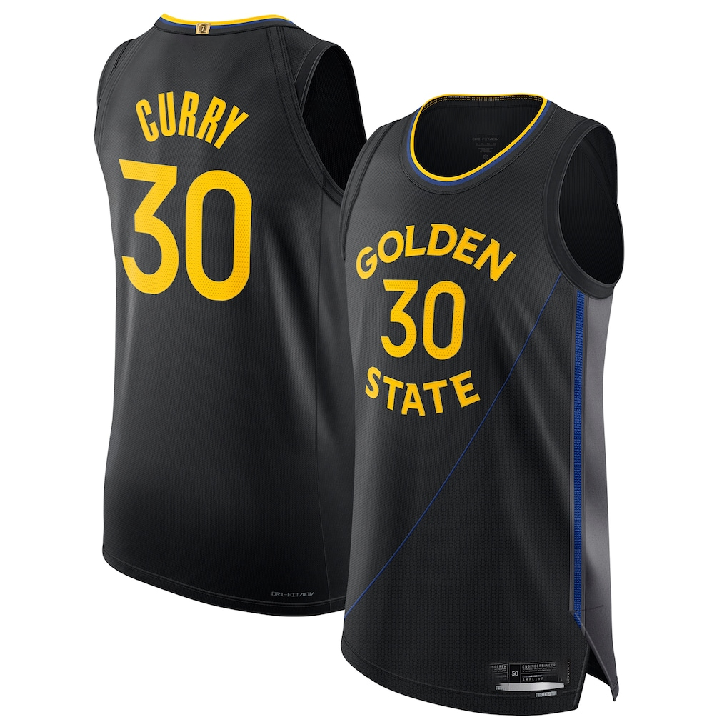 Tlead G.State Warriors #30 Stephen Curry Black 202425 Authentic Jerseys - Statement Edition