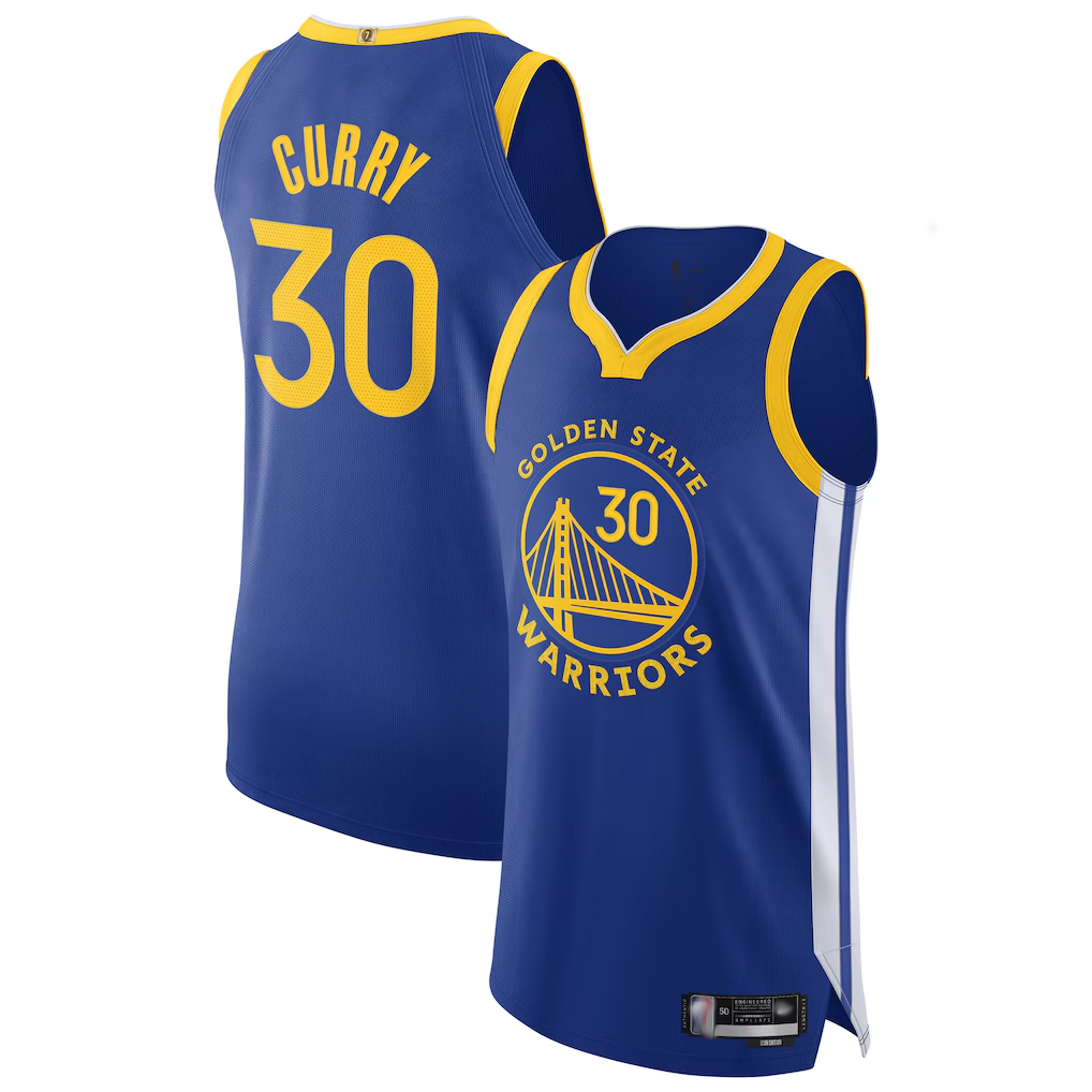 Tlead G.State Warriors #30 Stephen Curry Royal Authentic Jerseys - Icon Edition
