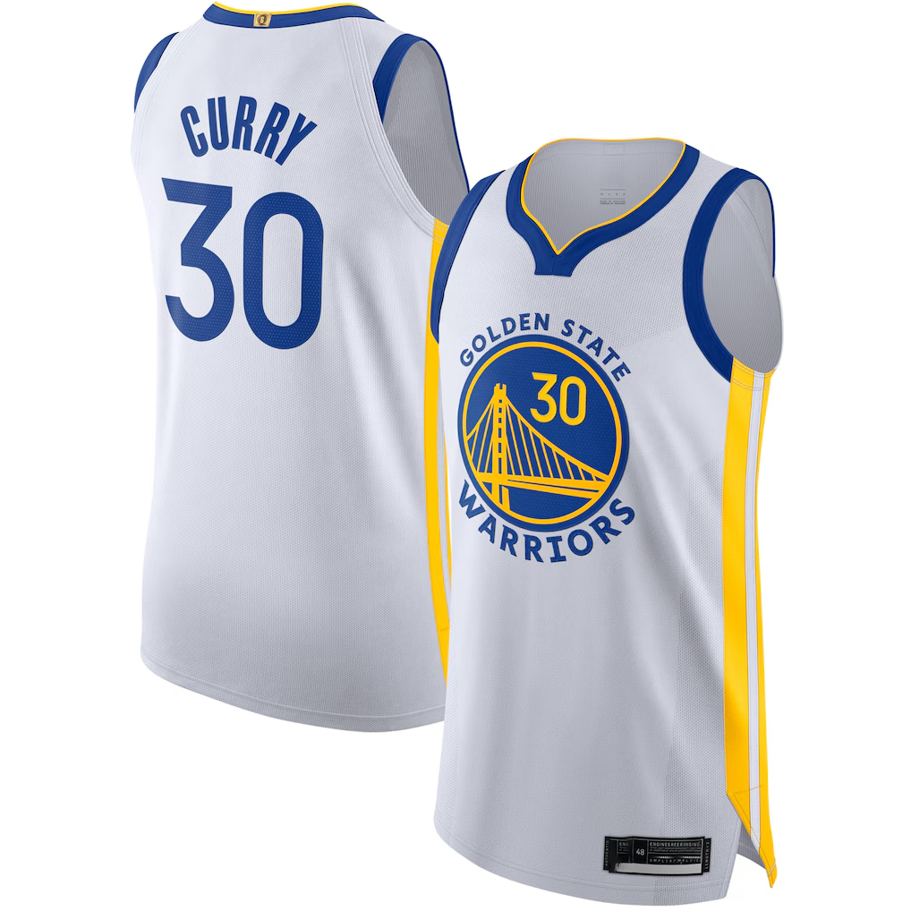 Tlead G.State Warriors #30 Stephen Curry White Authentic Jerseys - Association Edition