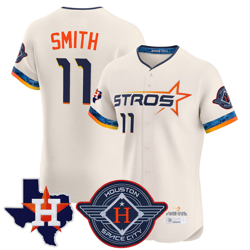 Tlead H.Astros #11 Cam Smith Player Cream City Connect Texas Patch Vapor Premier Limited Elite Home Stitched Jerseys