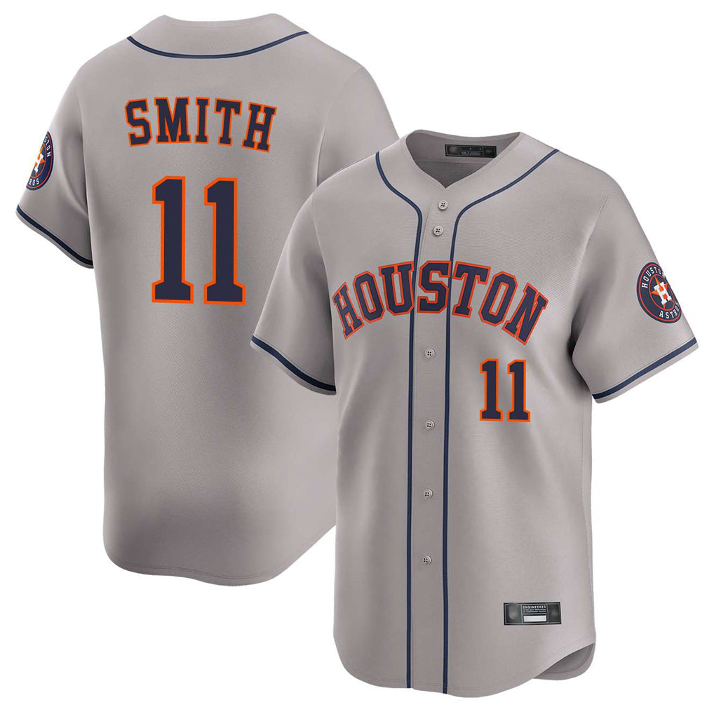Tlead H.Astros #11 Cam Smith Player Gray Home Limited Stitched Jerseys