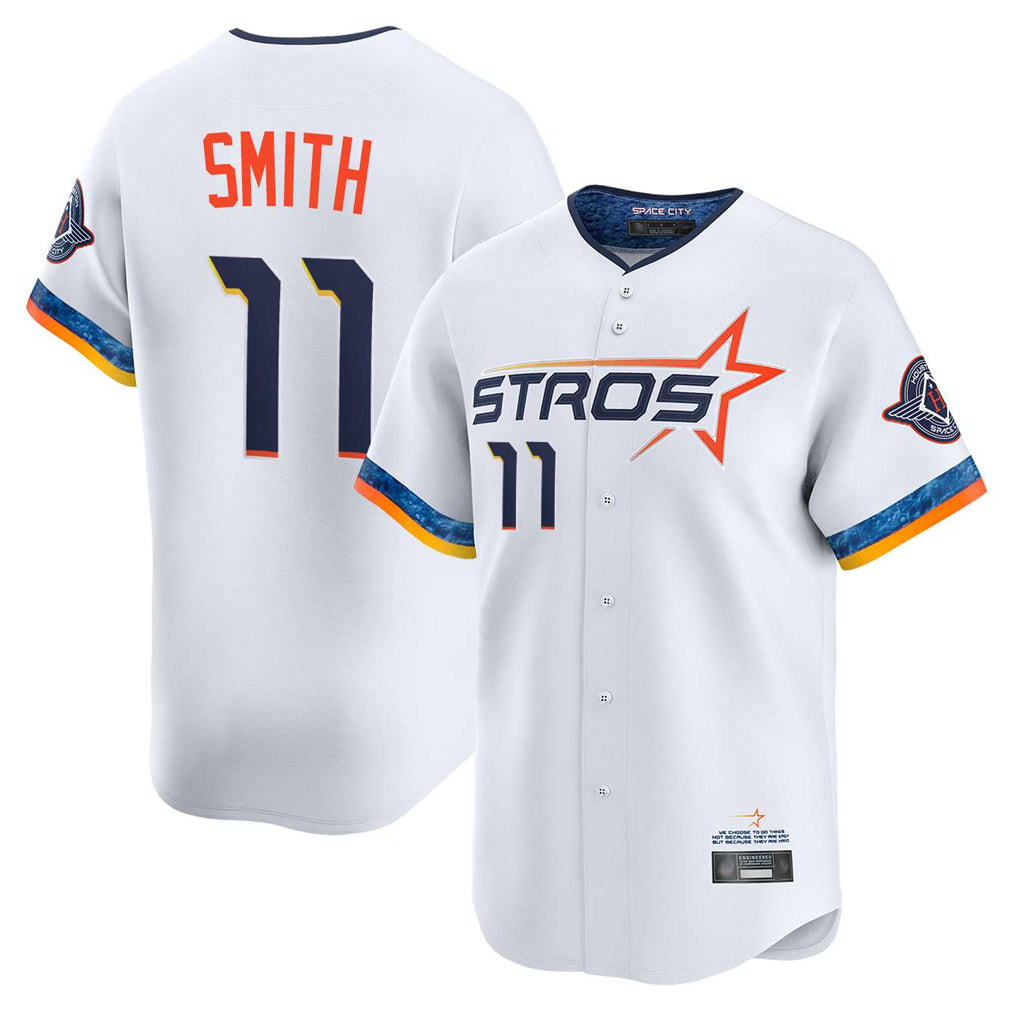 Tlead H.Astros #11 Cam Smith Player White City Connect Limited Home Stitched Jerseys