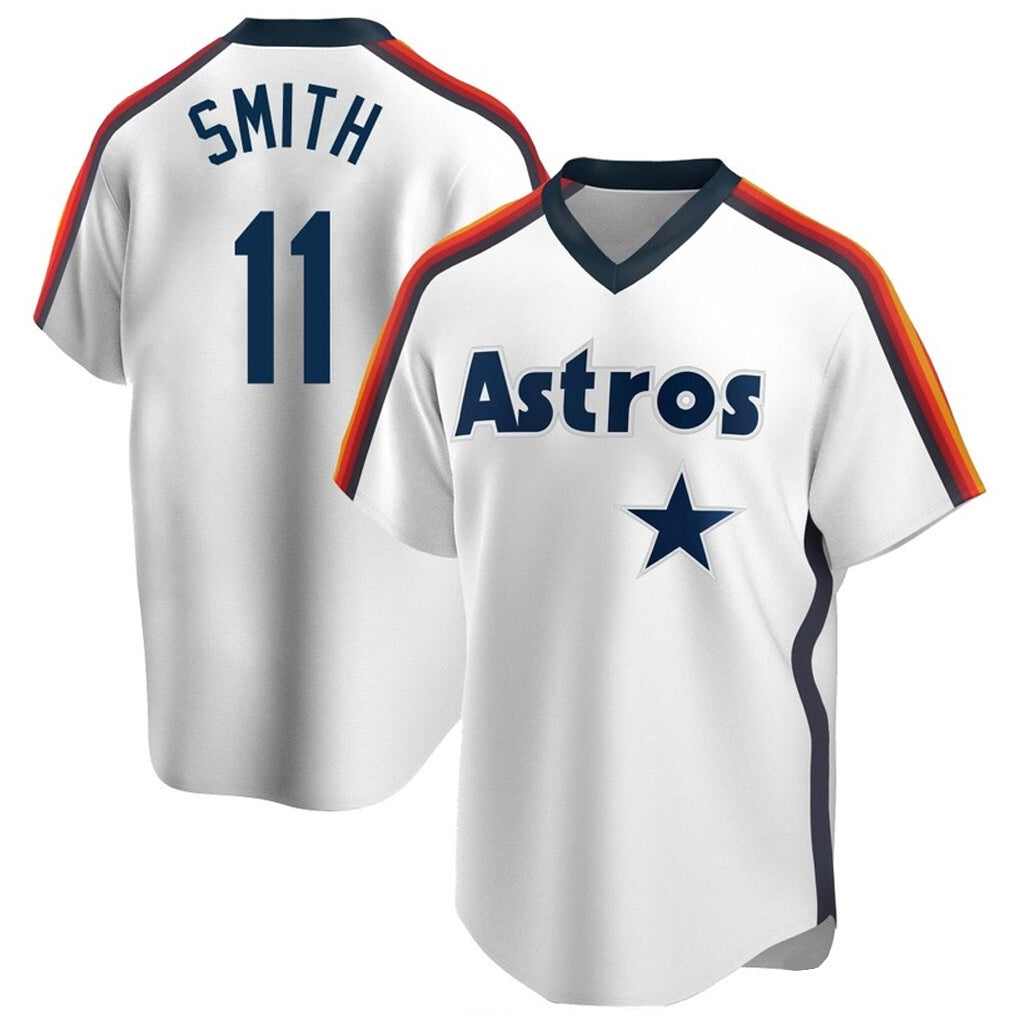Tlead H.Astros #11 Cam Smith Player White Cooperstown Collection T-shirt Stitched Jerseys