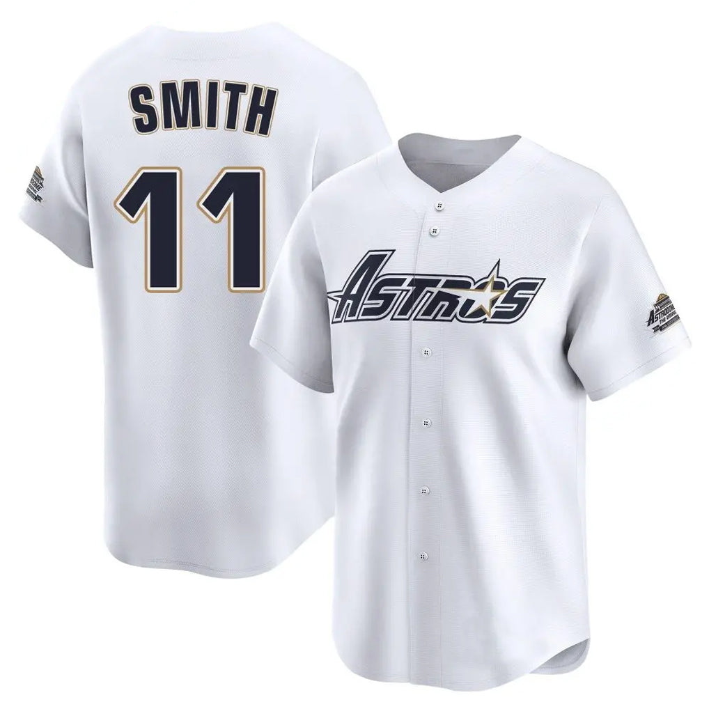 Tlead H.Astros #11 Cam Smith Player White Throwback Cooperstown Collection Limited Stitched Jerseys