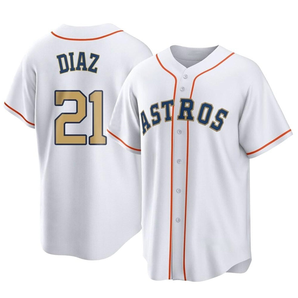 Tlead H.Astros #21 Yainer Diaz Player Gold Collection Game Home Stitched Jerseys