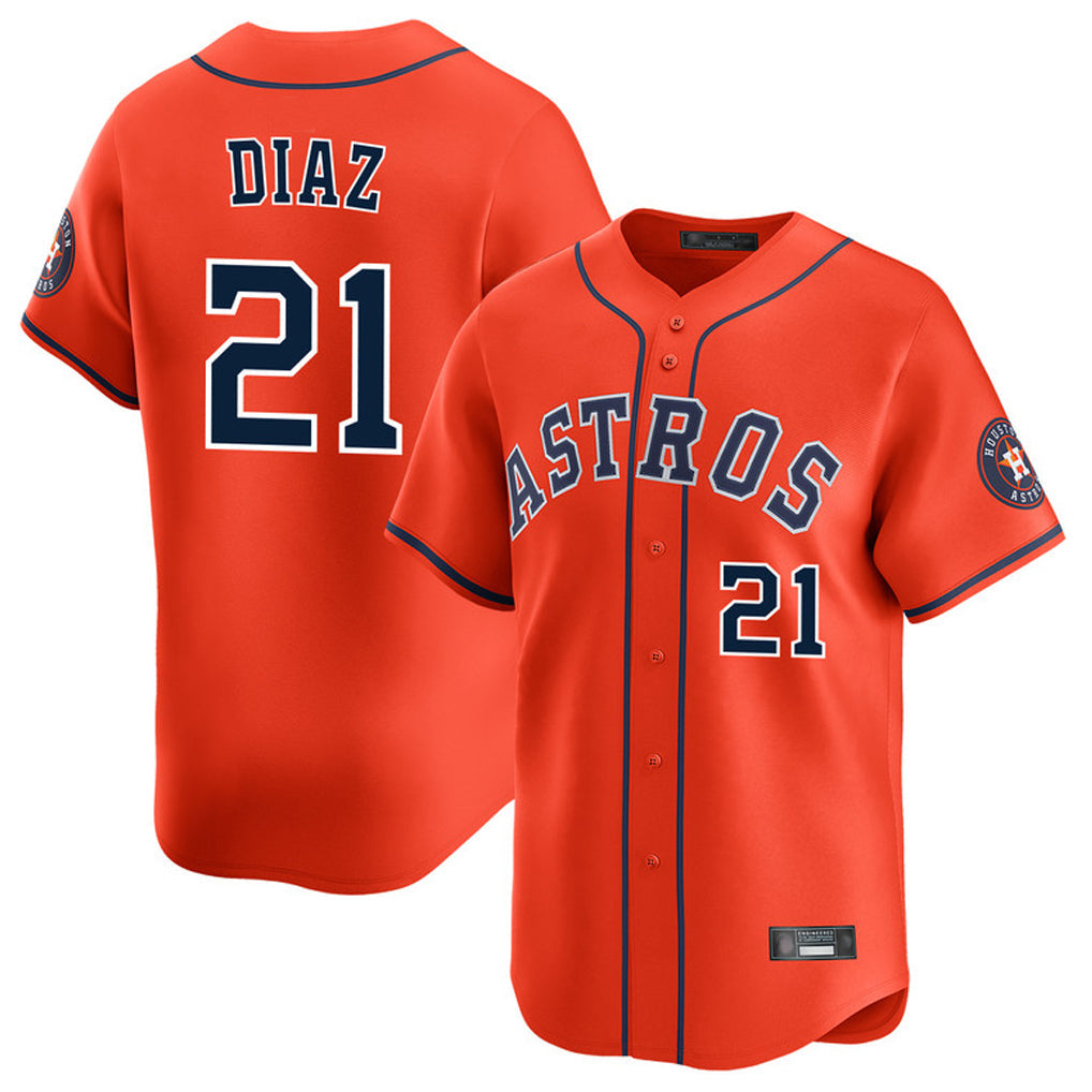 Tlead H.Astros #21 Yainer Diaz Player Orange Home Limited Stitched Jerseys