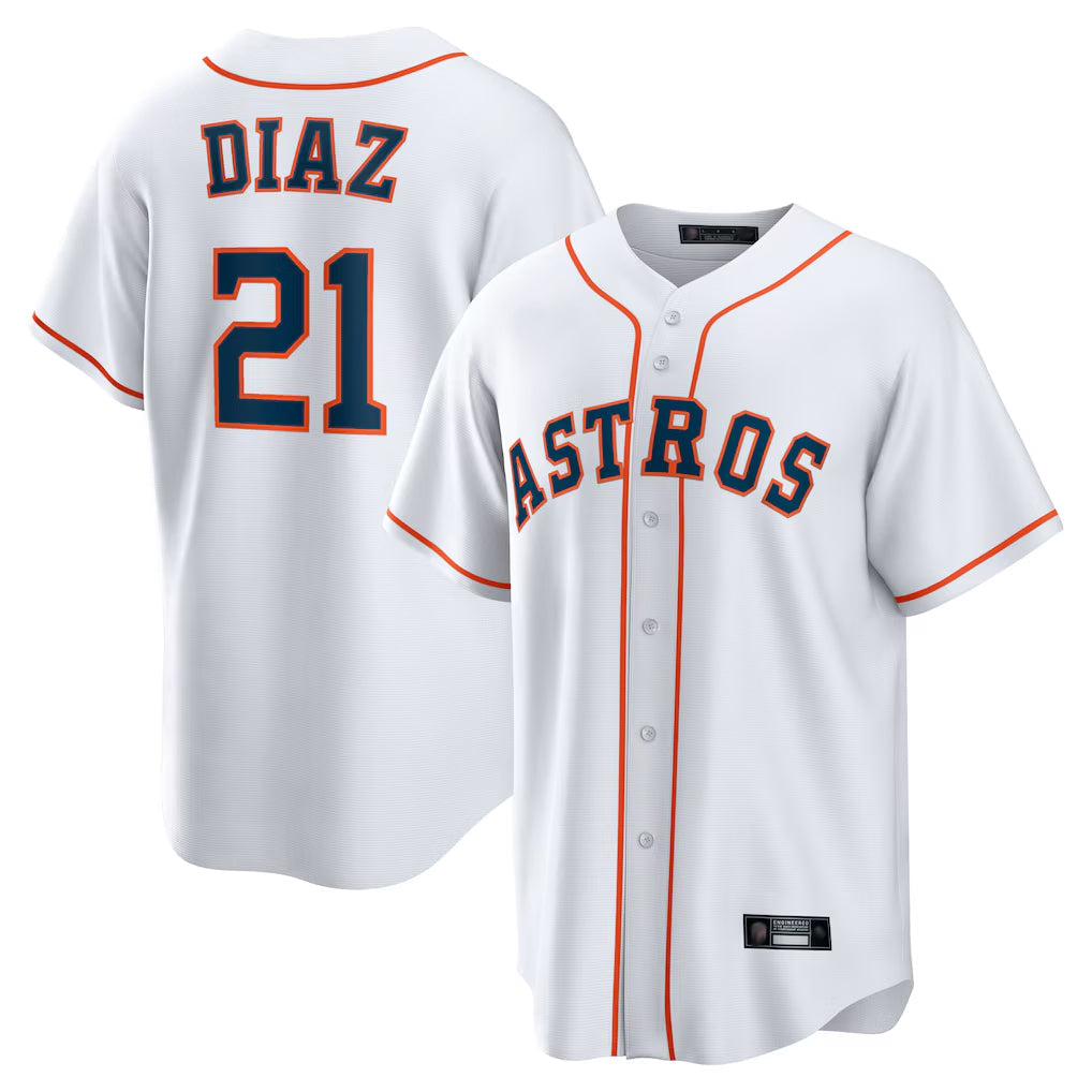 Tlead H.Astros #21 Yainer Diaz Player White Home Game Stitched Jerseys