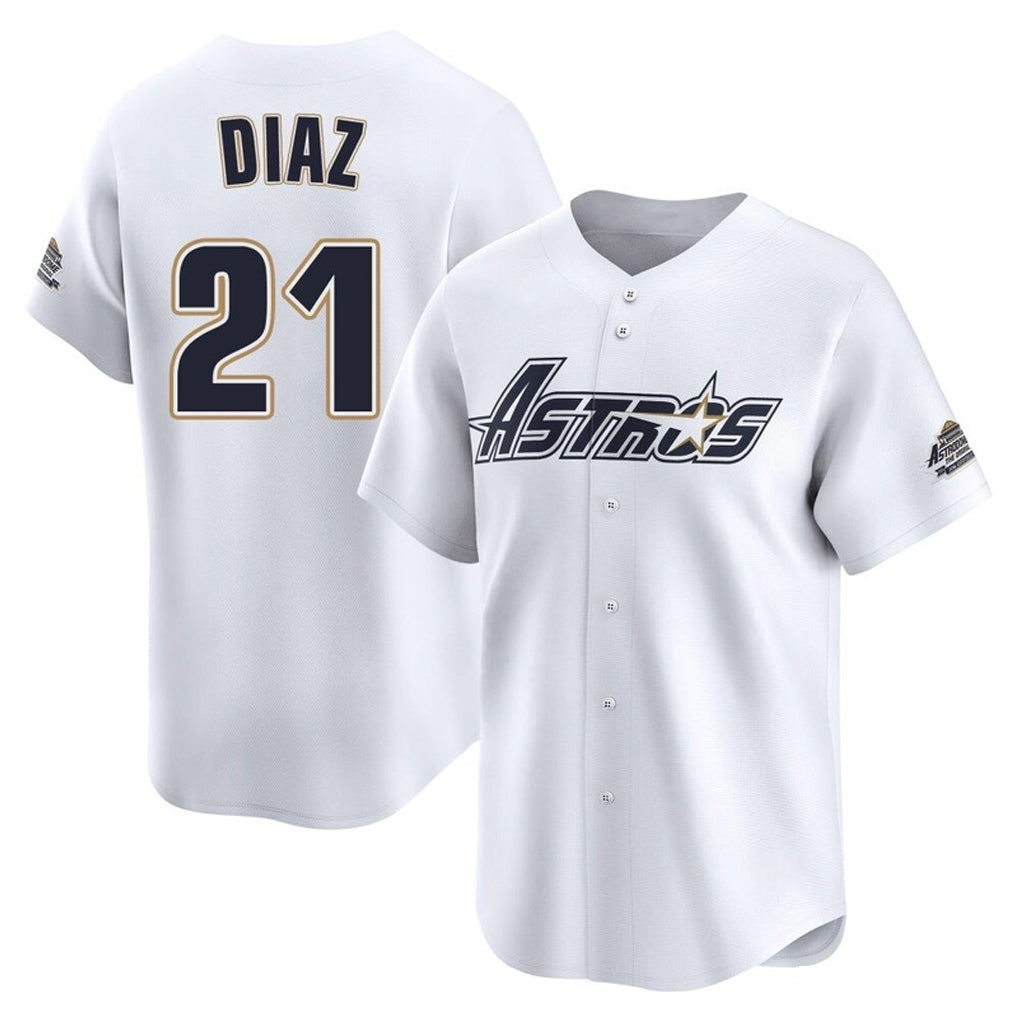 Tlead H.Astros #21 Yainer Diaz Player White Throwback Cooperstown Collection Limited Stitched Jerseys