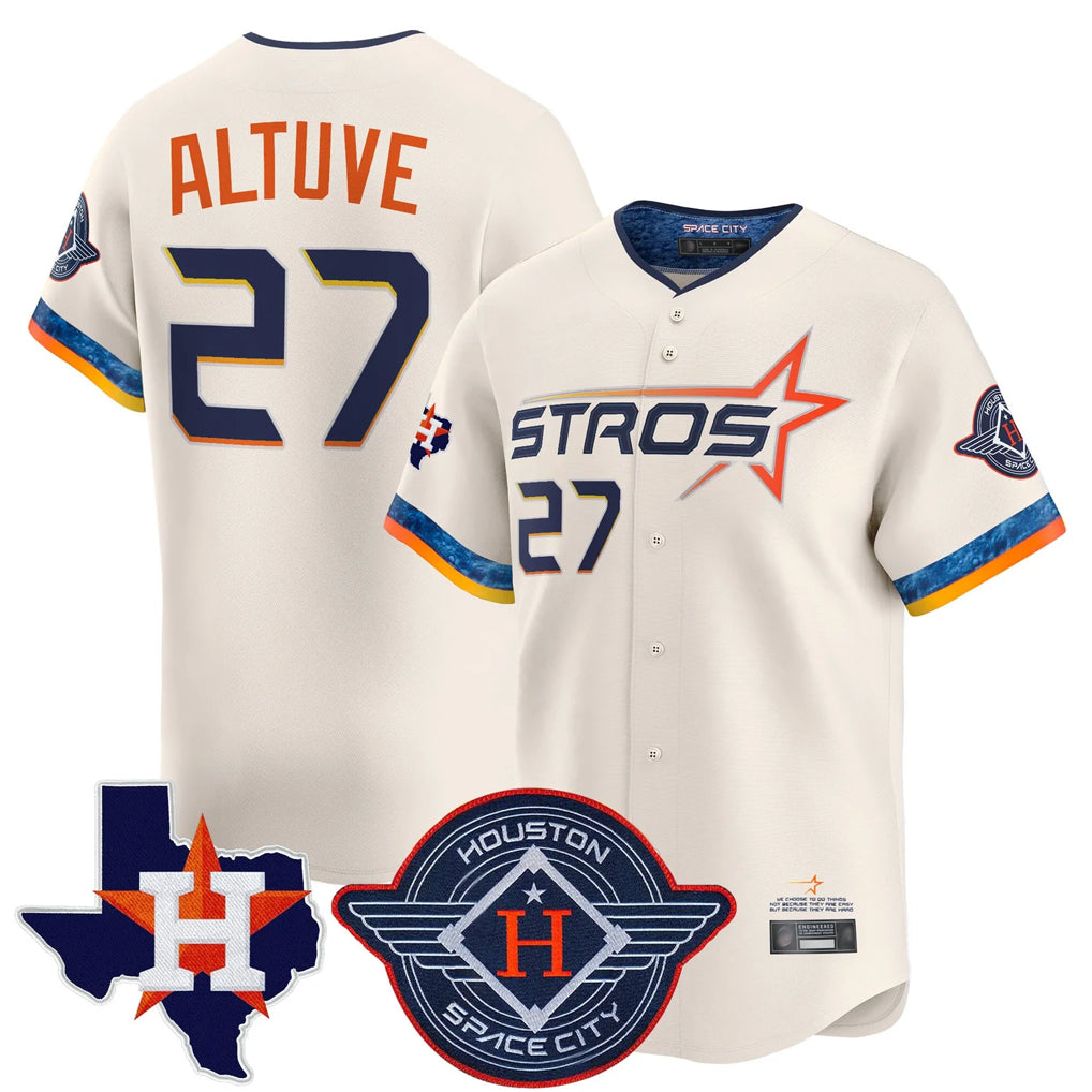 Tlead H.Astros #27 Jose Altuve Player Cream City Connect Texas Patch Vapor Premier Limited Home Stitched Jerseys