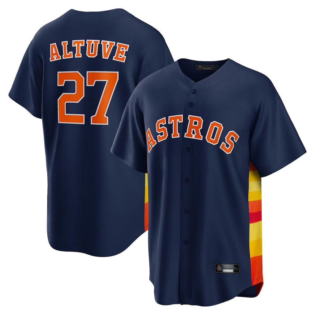 Tlead H.Astros #27 Jose Altuve Player Navy Home Game Stitched Jerseys