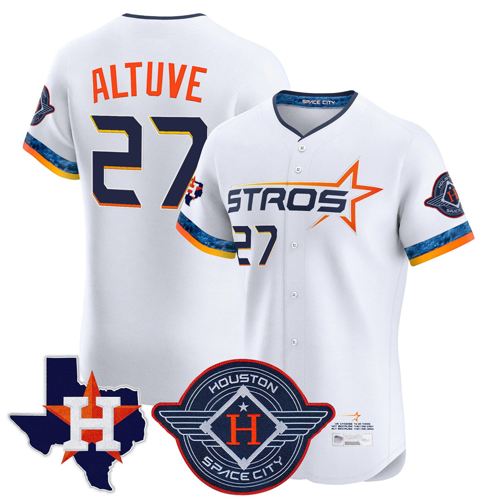 Tlead H.Astros #27 Jose Altuve Player White City Connect Texas Patch Vapor Premier Limited Elite Home Stitched Jerseys