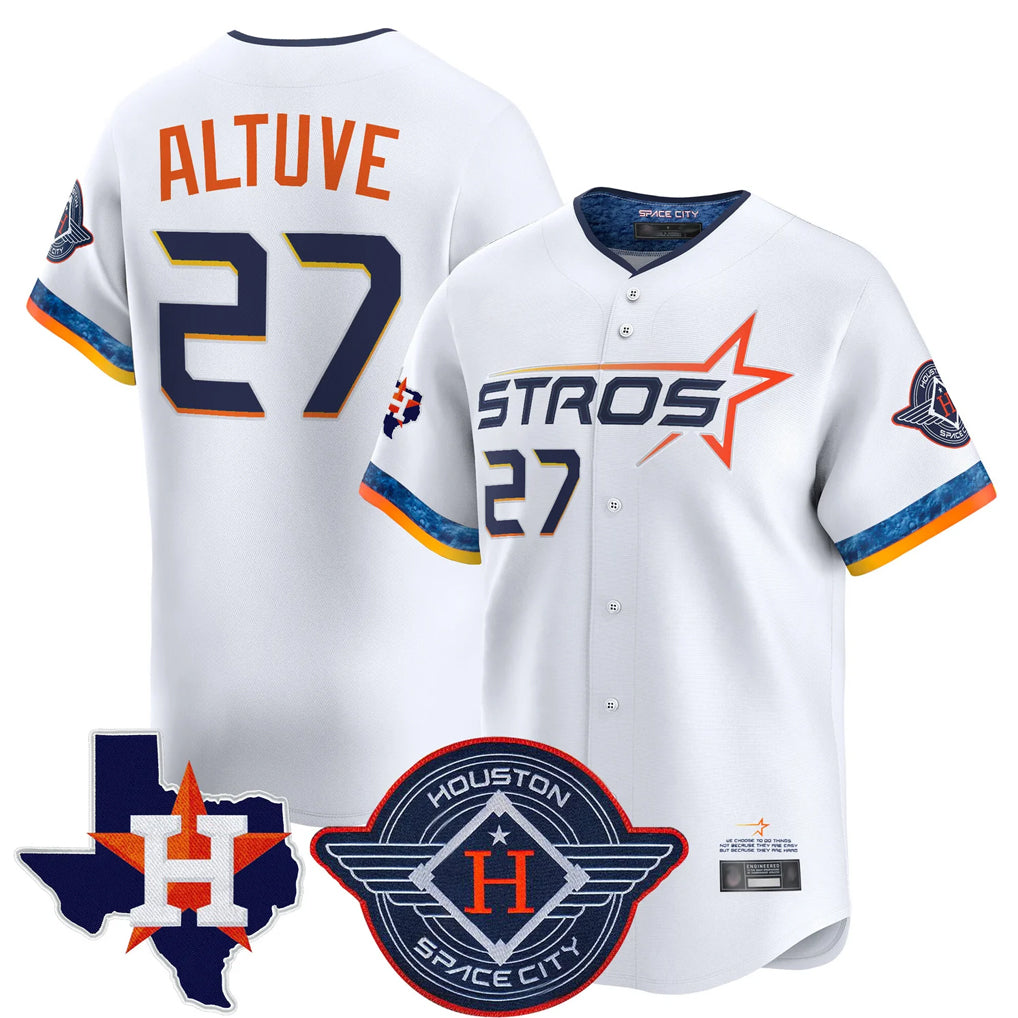 Tlead H.Astros #27 Jose Altuve Player White City Connect Texas Patch Vapor Premier Limited Home Stitched Jerseys