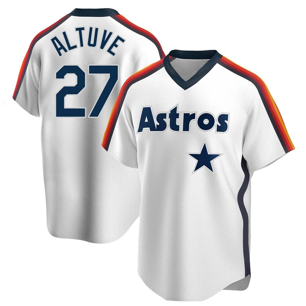Tlead H.Astros #27 Jose Altuve Player White Cooperstown Collection T-shirt Stitched Jerseys