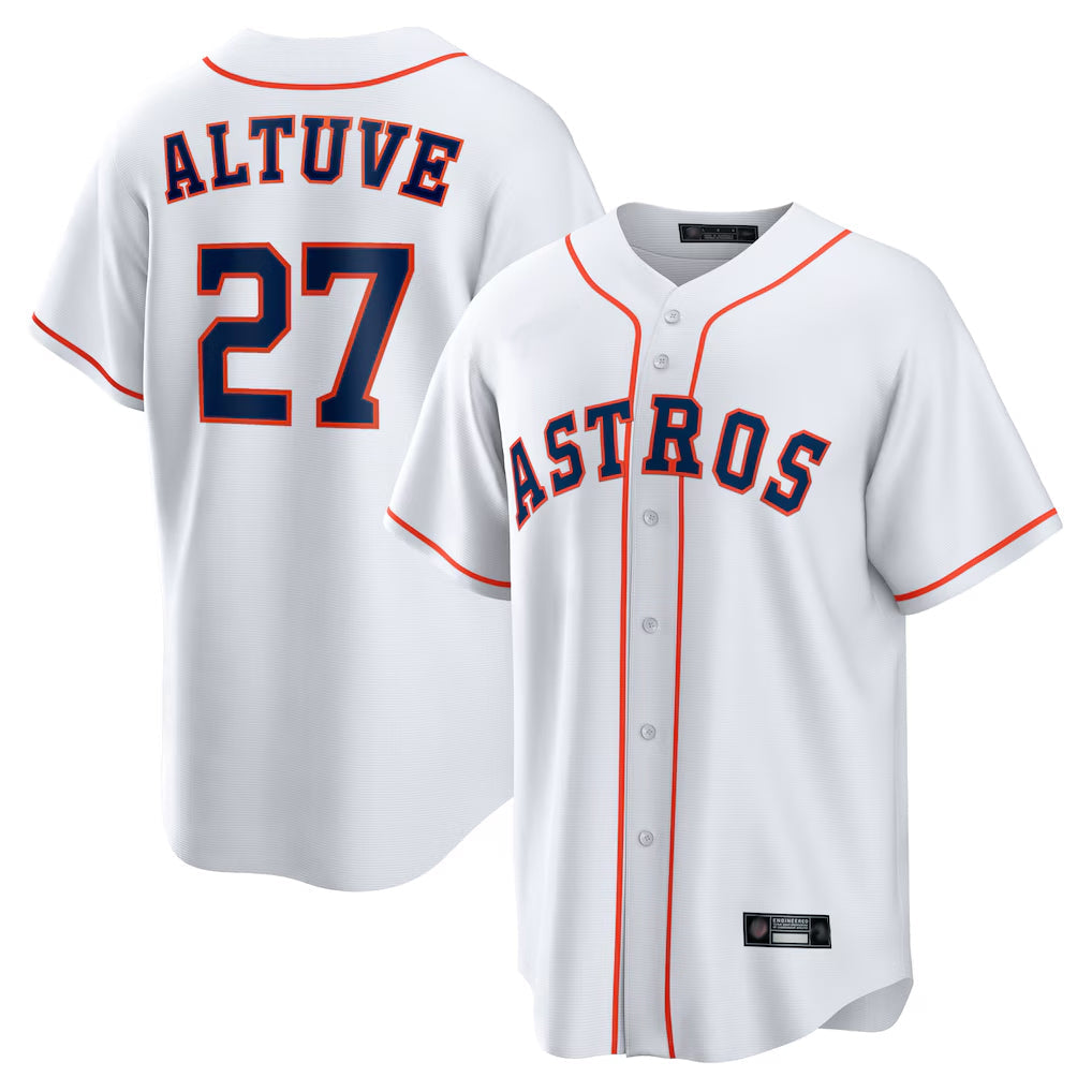Tlead H.Astros #27 Jose Altuve Player White Home Game Stitched Jerseys