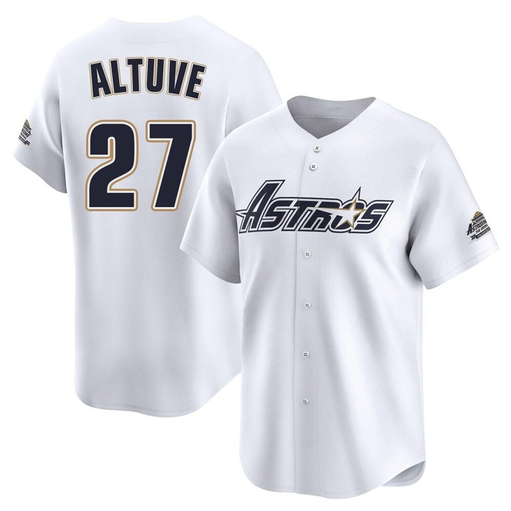 Tlead H.Astros #27 Jose Altuve Player White Throwback Cooperstown Collection Limited Stitched Jerseys