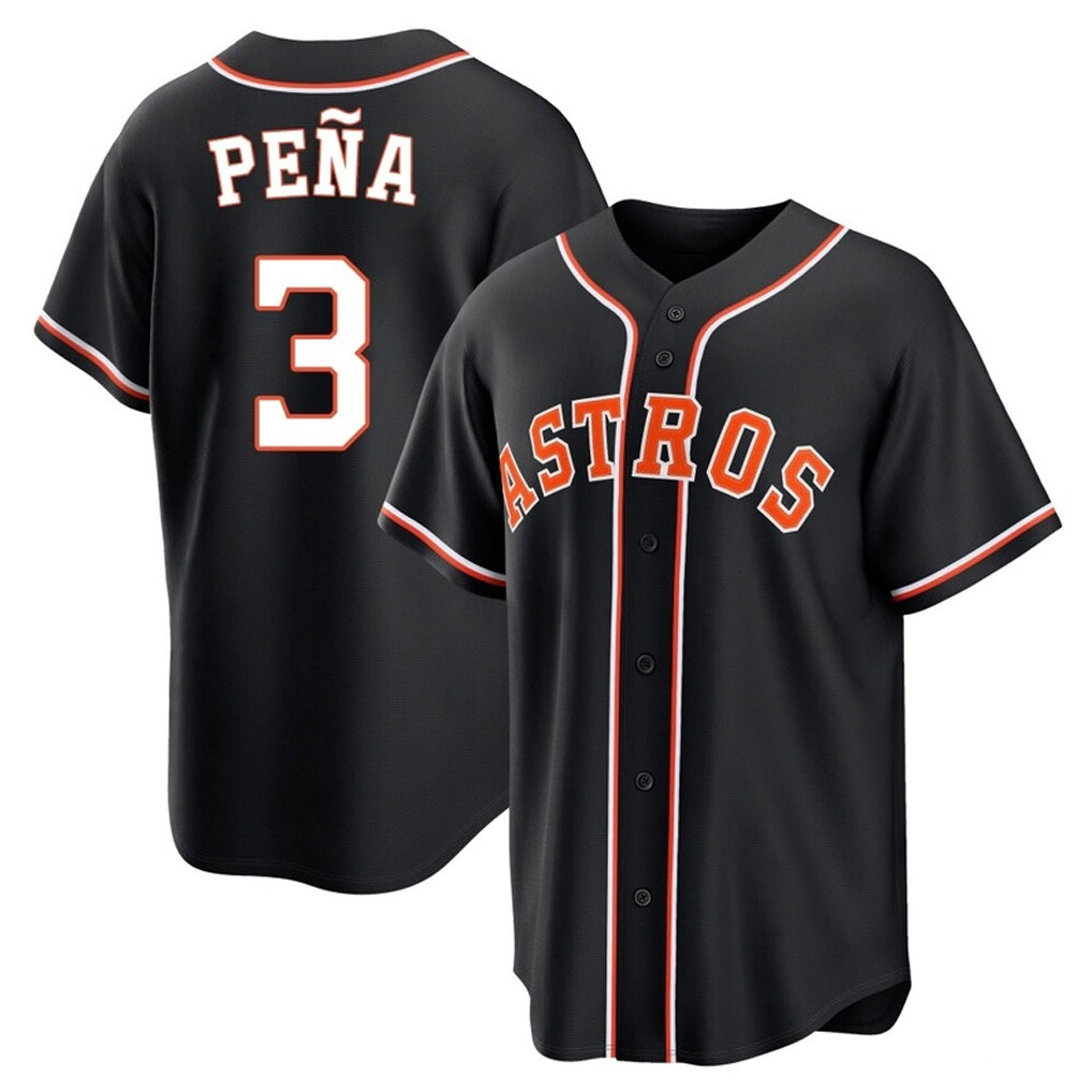 Tlead H.Astros #3 Jeremy Pe?a Player Black Fashion Out Home Game Stitched Jerseys