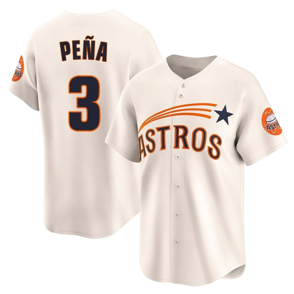 Tlead H.Astros #3 Jeremy Pe?a Player Cream Throwback Cooperstown Collection Limited Stitched Jerseys