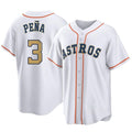 Tlead H.Astros #3 Jeremy Pe?a Player Gold Collection Game Home Stitched Jerseys