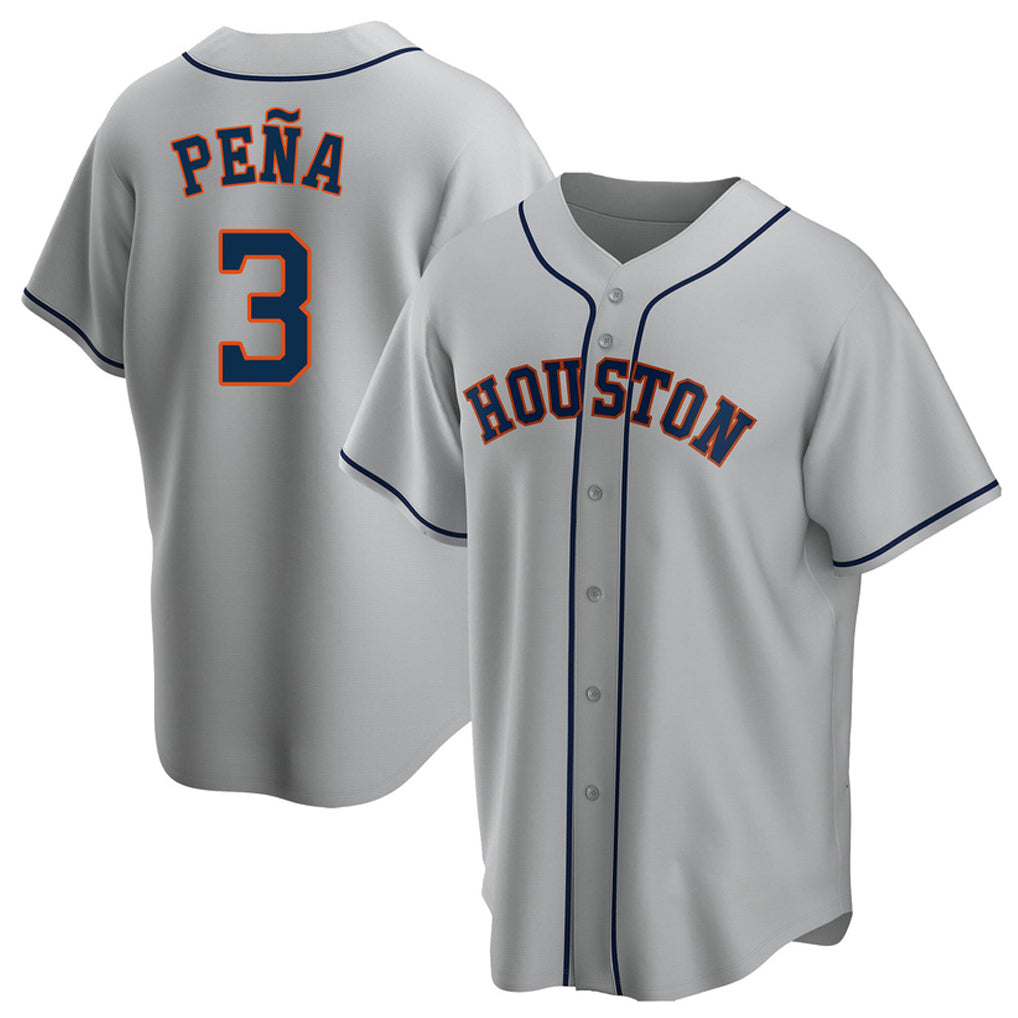 Tlead H.Astros #3 Jeremy Pe?a Player Gray Home Game Stitched Jerseys