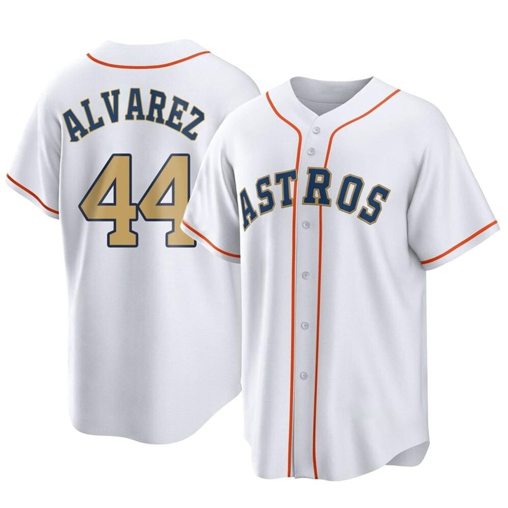 Tlead H.Astros #44 Yordan Alvarez Player Gold Collection Game Home Stitched Jerseys