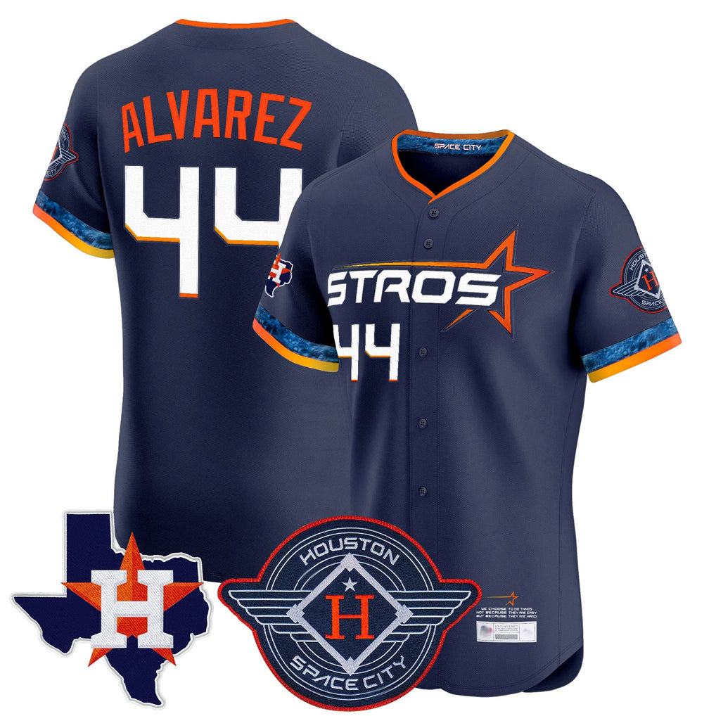 Tlead H.Astros #44 Yordan Alvarez Player Navy City Connect Texas Patch Vapor Premier Limited Elite Home Stitched Jerseys
