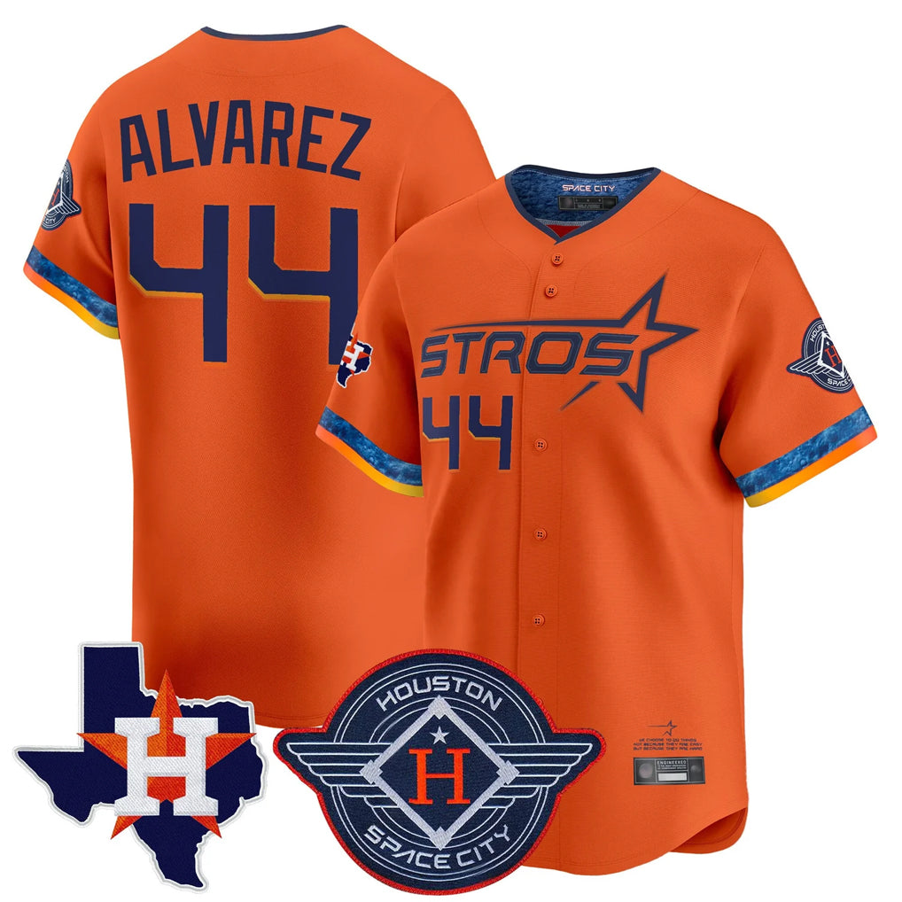 Tlead H.Astros #44 Yordan Alvarez Player Orange City Connect Texas Patch Vapor Premier Limited Home Stitched Jerseys