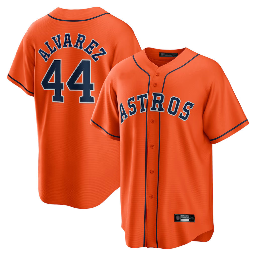Tlead H.Astros #44 Yordan Alvarez Player Orange Home Game Stitched Jerseys