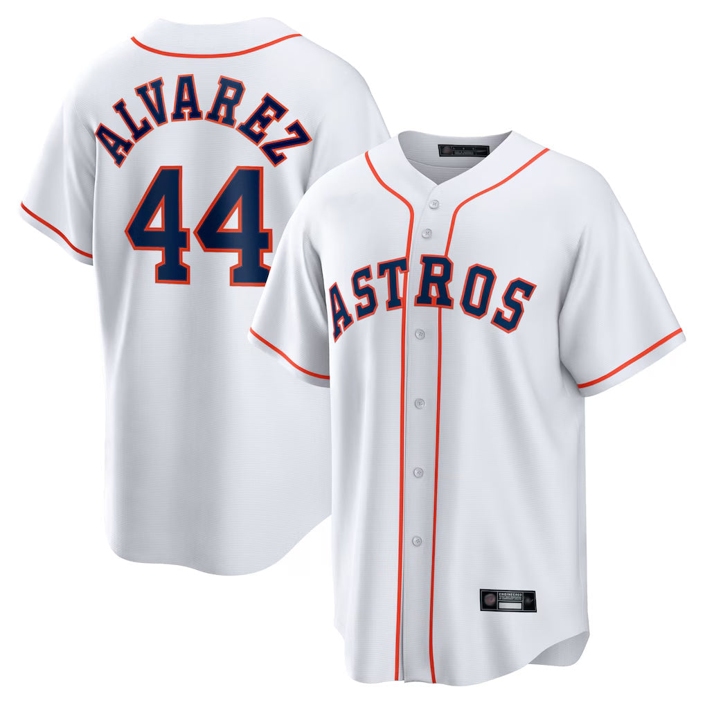 Tlead H.Astros #44 Yordan Alvarez Player White Home Game Stitched Jerseys
