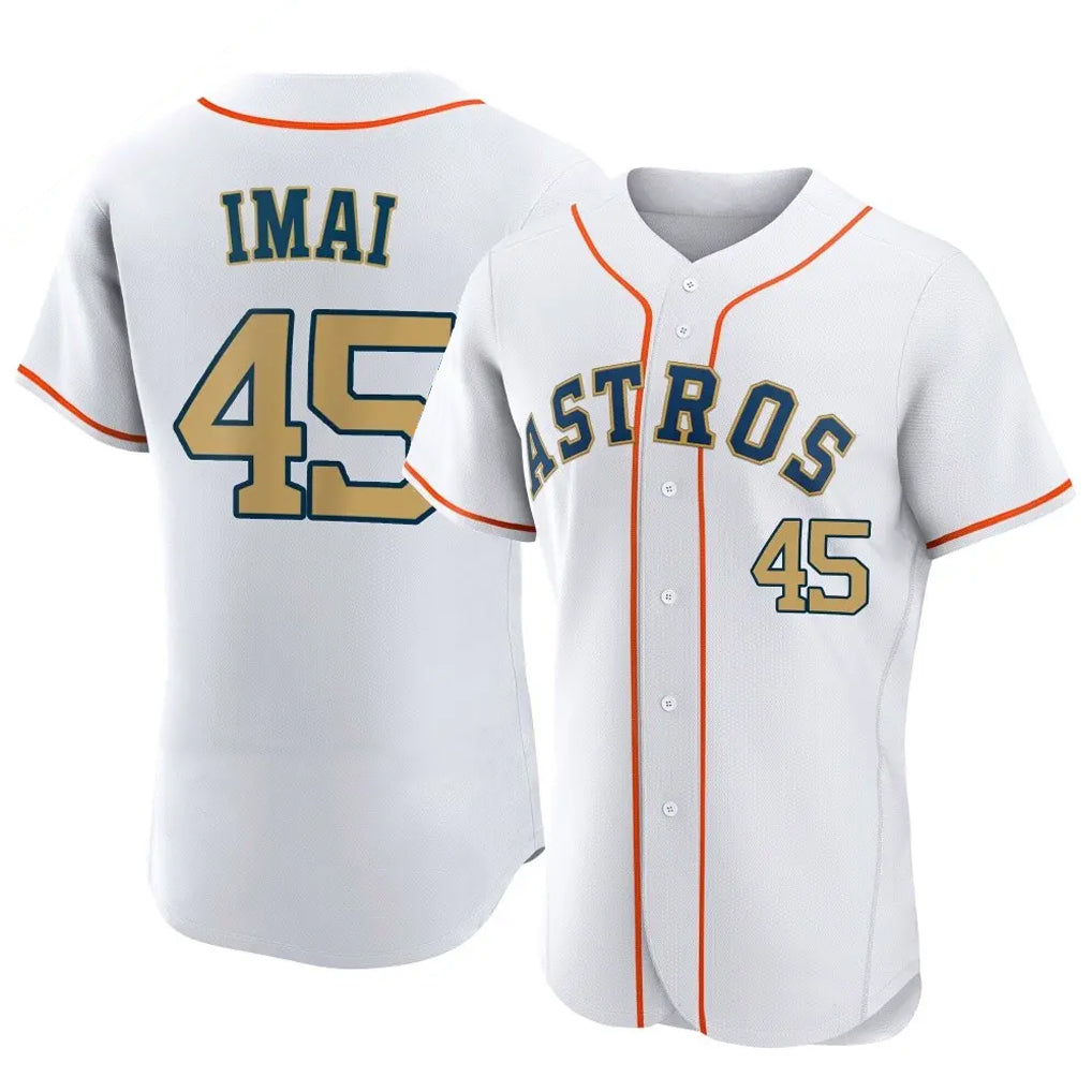 Tlead H.Astros #45 Tatsuya Imai Player Gold Collection Limited Elite Home Stitched Jerseys