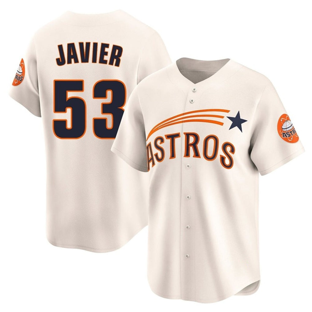 Tlead H.Astros #53 Cristian Javier Player Cream Throwback Cooperstown Collection Limited Stitched Jerseys