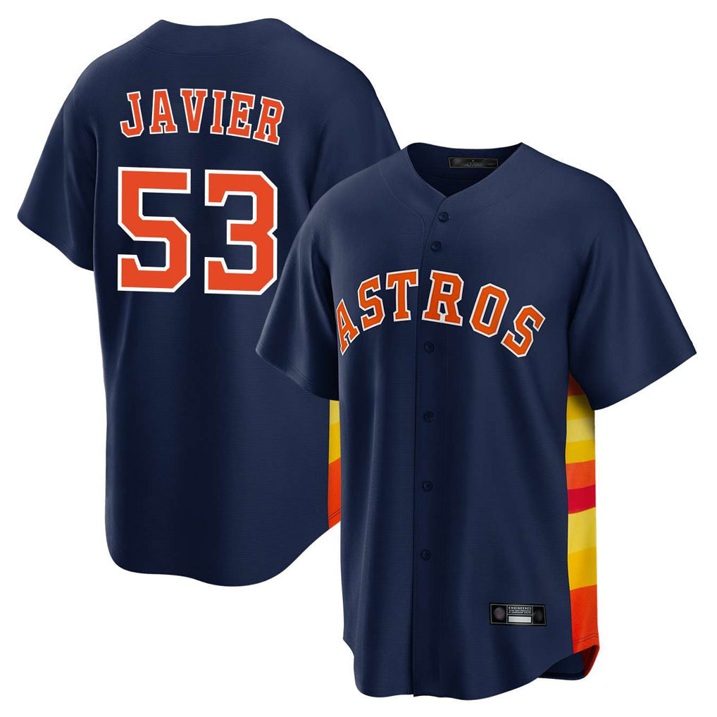 Tlead H.Astros #53 Cristian Javier Player Navy Home Game Stitched Jerseys