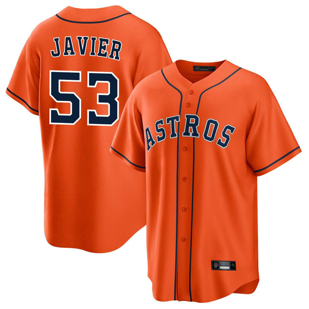 Tlead H.Astros #53 Cristian Javier Player Orange Home Game Stitched Jerseys