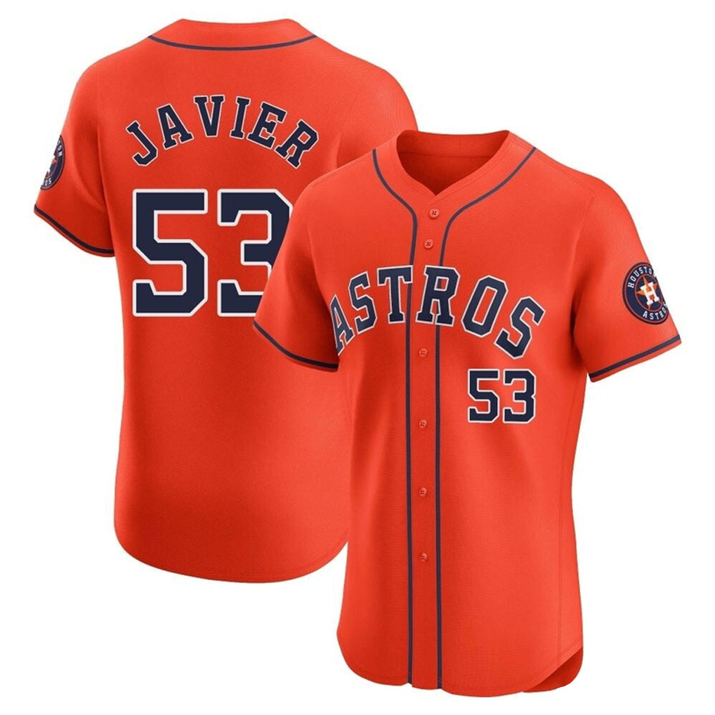 Tlead H.Astros #53 Cristian Javier Player Orange Home Limited Elite Stitched Jerseys