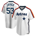 Tlead H.Astros #53 Cristian Javier Player White Cooperstown Collection T-shirt Stitched Jerseys