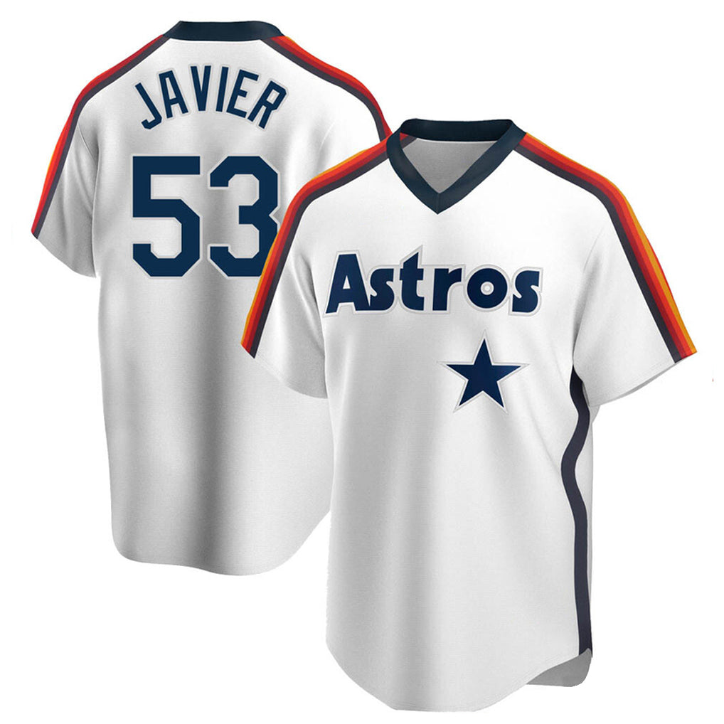 Tlead H.Astros #53 Cristian Javier Player White Cooperstown Collection T-shirt Stitched Jerseys