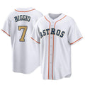 Tlead H.Astros #7 Craig Biggio Player Gold Collection Game Home Stitched Jerseys