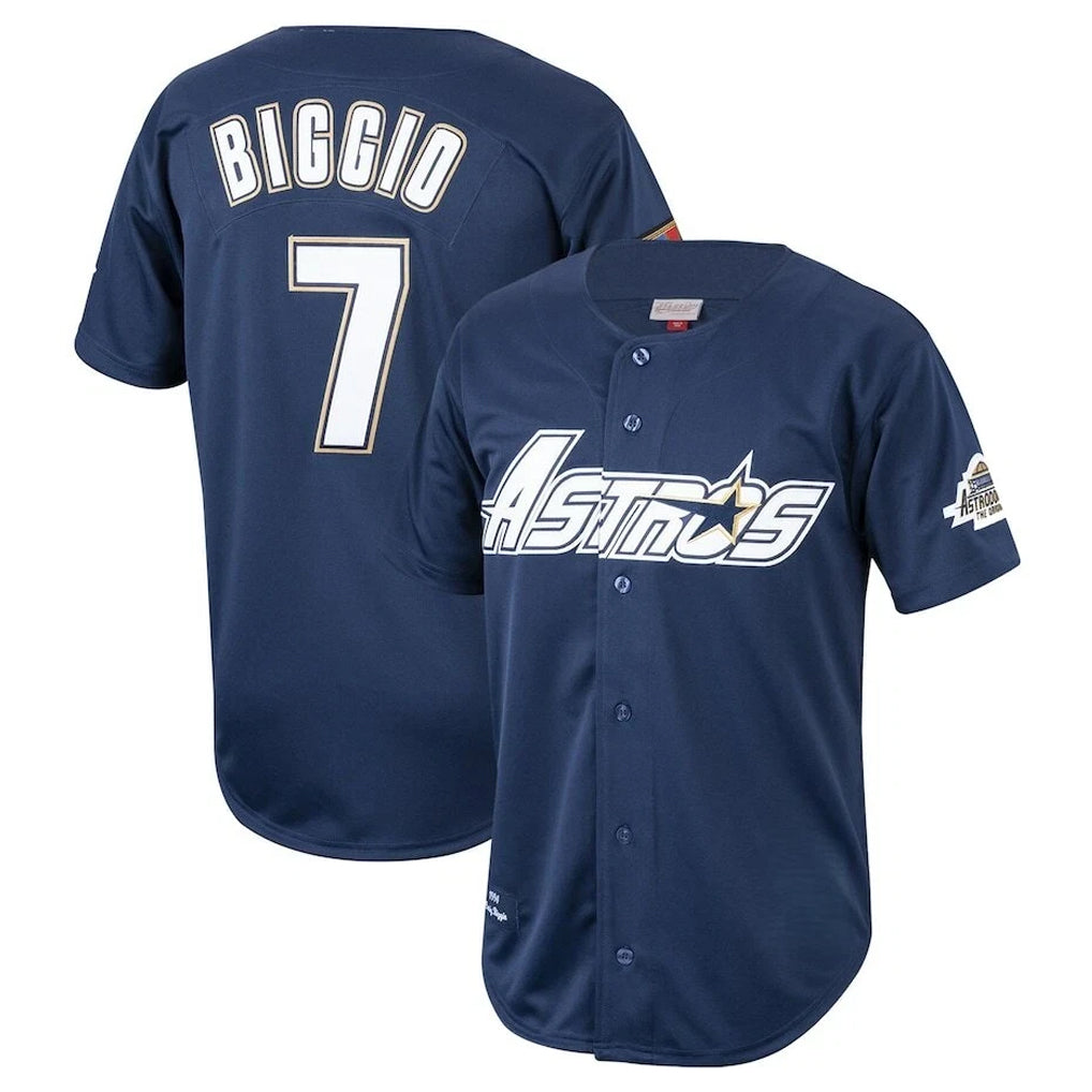 Tlead H.Astros #7 Craig Biggio Player Navy Mitchell & Ness Cooperstown Collection 1994 Limited Stitched Jerseys