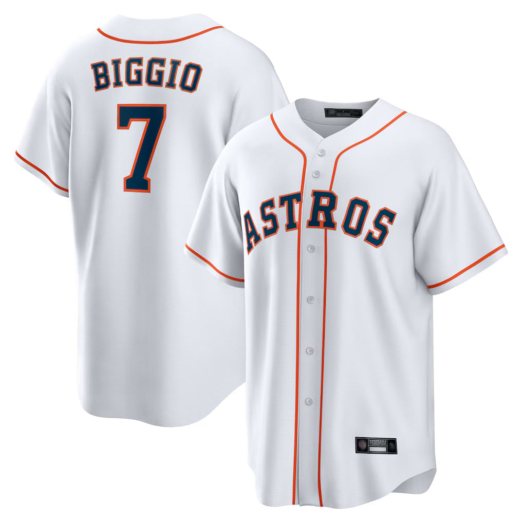Tlead H.Astros #7 Craig Biggio Player White Home Game Stitched Jerseys