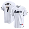 Tlead H.Astros #7 Craig Biggio Player White Throwback Cooperstown Collection Limited Stitched Jerseys