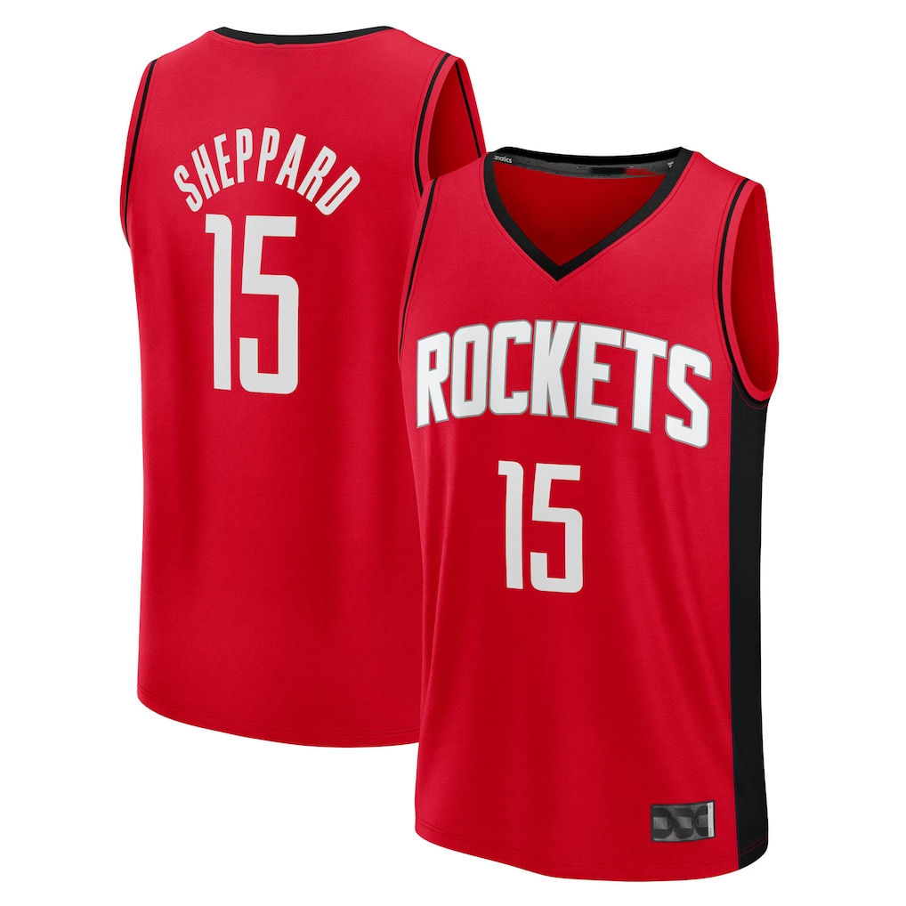 Tlead H.Rockets #15 Reed Sheppard Red Fast Break Replica Stitched Jerseys-Icon Edition