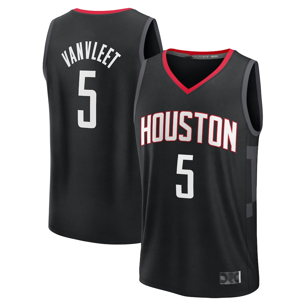 Tlead H.Rockets #5 Fred VanVleet Black Fast Break Replica Player Stitched Jerseys-Statement Edition