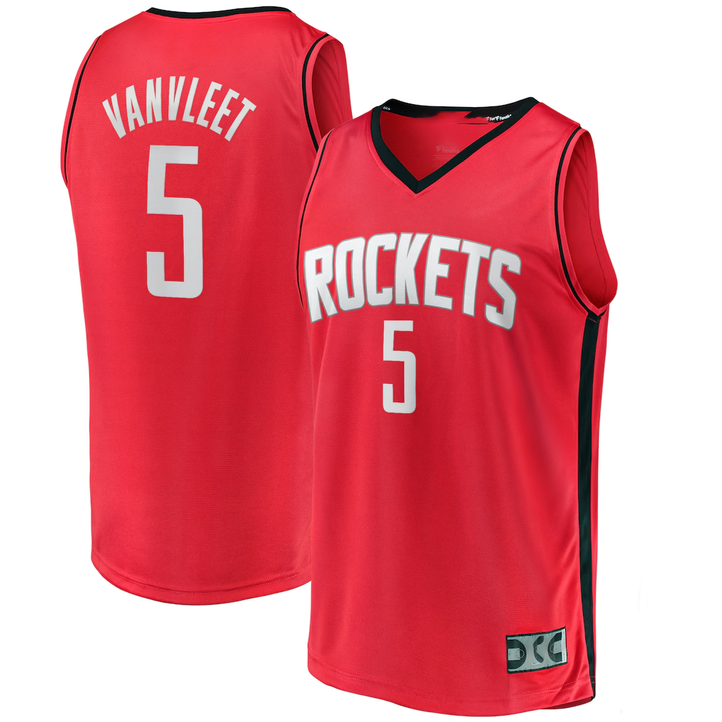 Tlead H.Rockets #5 Fred VanVleet Red Fast Break Replica Player Stitched Jerseys-Icon Edition