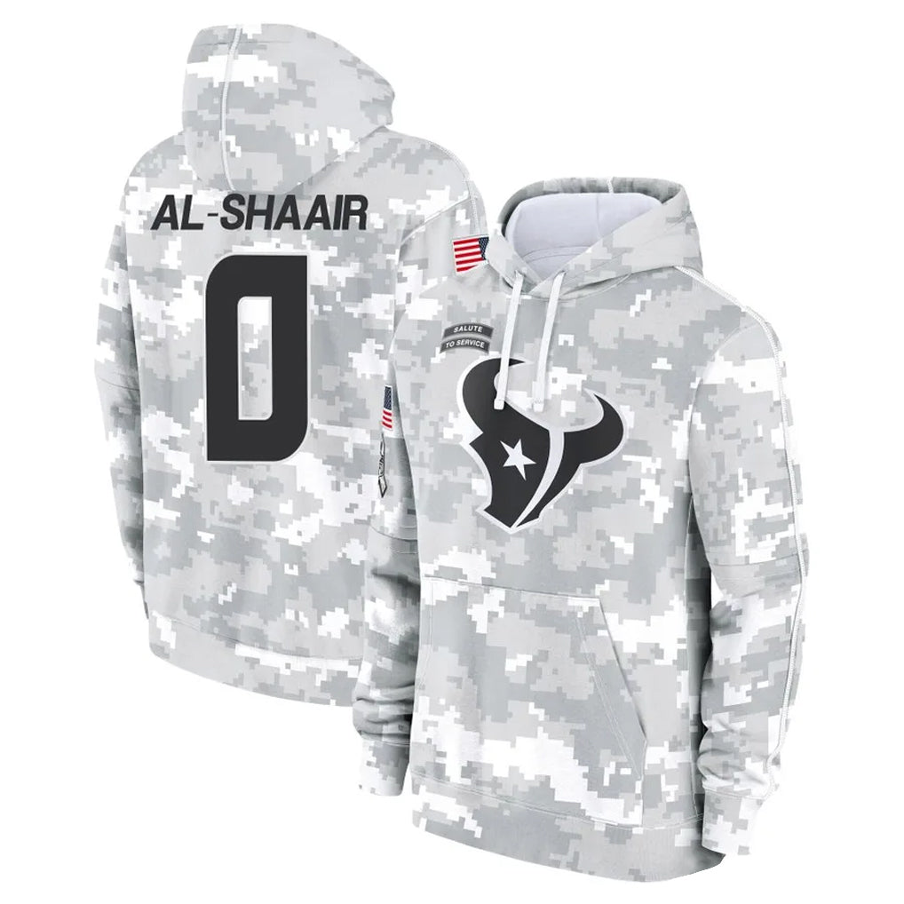 Tlead H.Texans #0 Azeez Al-Shaair Player Arctic Camo Salute to Service Hoodies Limited Game Stitched Jerseys
