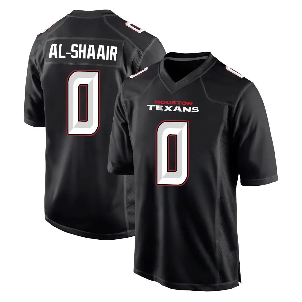 Tlead H.Texans #0 Azeez Al-Shaair Player Carbon Black Fashion Home Game Stitched Jerseys
